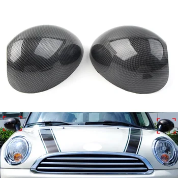 1 Çift Karbon Fiber Bak Araba Kapı Kanat Ayna Kapağı Kabuk Mini R55 R56 R57 R58 R59 R60 R61