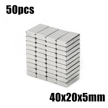 50 adet 40x20x5mm Süper Güçlü Güçlü Nadir Toprak Blok NdFeB Mıknatıs Neodimyum N35 Mıknatıslar 40*20 * 5mm