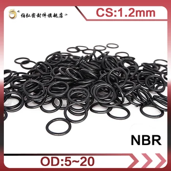 50 Adet / grup Nitril Kauçuk O-ring Siyah NBR Sızdırmazlık CS1. 2mm OD5/6/8/10/12/13/14/15/16/17/18/19/20mm O-Ring Conta Contası Yağ Halkası