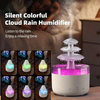 500ml RGB Bulut Yağmur Hava Nemlendirici Uçucu Aromaterapi Difüzör USB Dilsiz Sis Hava Nemlendirici Renkli Atmosfer Gece Lambası