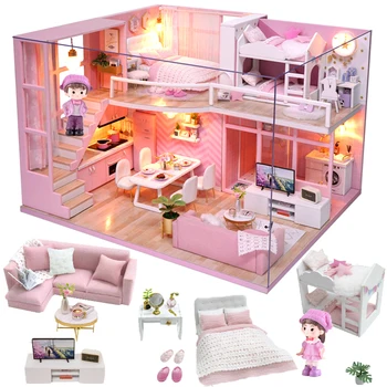 Cutebee Bebek Evi Mobilya Minyatür Dollhouse DİY Minyatür Ev Odası Kutusu Tiyatro Oyuncaklar Çocuklar için çıkartmalar DİY Dollhouse D