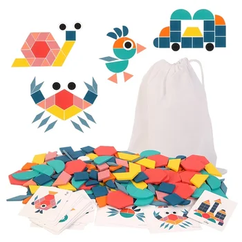 Diikamiiok Ahşap yap-boz Oyunları Bebek Montessori Eğitici Oyuncaklar Çocuk Geometrik Şekil Kurulu 3D Bulmacalar Çocuklar için Hediyeler