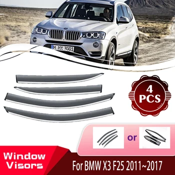 Pencere Siperliği BMW X3 F25 2011~2017 Yağmur Geçirmez Araba Pencere Rüzgar Güneş Yağmur Visor Saptırıcı Tenteler Barınakları Araba Aksesuarları 2015r