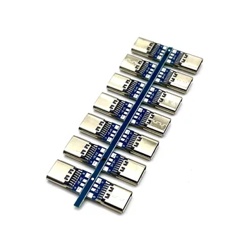 1 adet 14 Pin USB-C 3.1 Tip C Konnektör USB Dişi Soket yuvası Deliklerden PCB 180 Dikey Kalkan Toplam uzunluk 14.6 mm