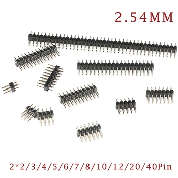 10 adet 2.54 mm Çift Sıralı Erkek PCB kartı Pin Header Konnektör Şerit Pin başlığı 2 * 2/3/4/6/8/10/12/15/20/40P Arduino İçin