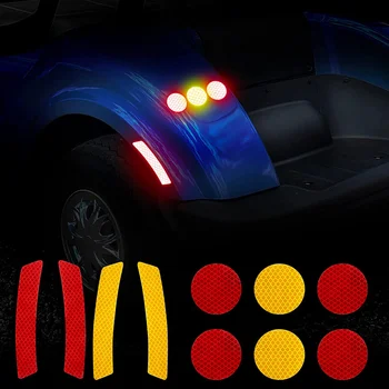 10 Adet Golf arabası Refleks Reflektör Şeritleri, Açık Su Geçirmez Yansıtıcı bant Sticker (Sarı / Kırmızı)