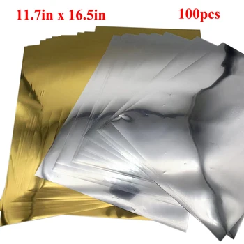 100 adet 11.7x16. 5in DTF Altın/Gümüş Folyo Filmi A3 Levha Soğuk Kabuğu Beyaz Mürekkep T-shirt ısı basın Doğrudan Transfer Film baskı