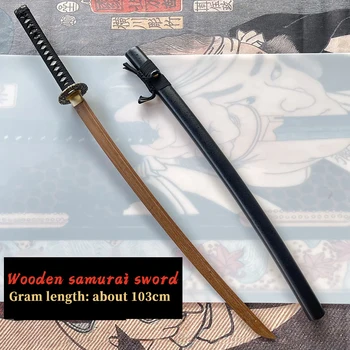 103cm ahşap katana bronz handguard Iaido ahşap kendo uygulama ahşap kılıç eğitim bambu samuray Uchikatana oyuncaklar
