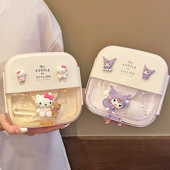 1100Ml Kawaii Sanrio Hello Kitty Kuromi Pochacco yemek kabı Öğrenci Formatı Yalıtım Taşınabilir Mikrodalga Isıtma Ofis Çalışanları