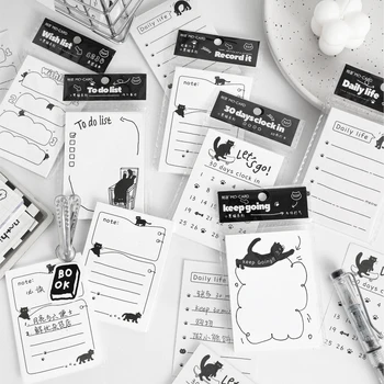 12 packs / LOT küçük siyah kedi serisi retro yaratıcı dekorasyon DIY kağıt bloknot