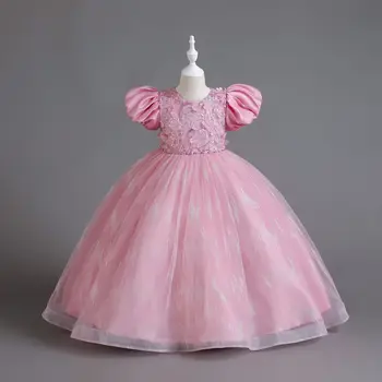 2023 Çocuklar İçin Elbiseler Parti düğün elbisesi inci İşlemeli mahkemesi Çocuk Pageant elbise Kızlar PrincessTulle Elbise Kız giyim