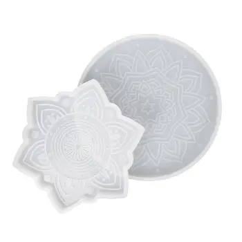 2x Mandala Reçine Coaster DIY Ev Dekorasyon El Sanatları Epoksi Aracı