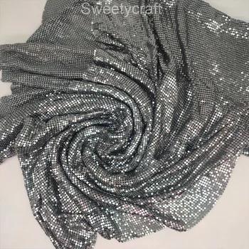 45 * 150cm Tunç metalik metal örgü pullu kumaş DIY Dikiş perdeleri seksi kadın Chainmail elbise masa örtüsü mayo Cosplay