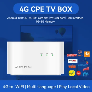 4G CPE android tv kutusu HDMI Kablosuz Yönlendirici WAN / LAN Portu 1GB + 8GB Bellek LTE Hotspot Mikro SIM Yuvası 300Mbps WİFİ 32 Kullanıcı