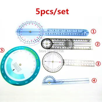 5 tip / set kombinasyonu tıbbi gonyometresi plastik iletkenler açı cetvelleri BMI cetvel