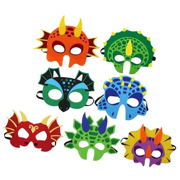 7 Adet Cosplay Dinozor maskeleri çocuk kız çocuklar Doğum Günü Parti malzemeleri Elbise Kağıt Kızlar