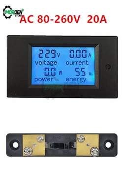 AC 80-260V 20A Dijital Voltmetre Ampermetre Güç Enerji Test Cihazı 110V 220V Akım Gerilim Metre Güç Wattmetre Şant ile
