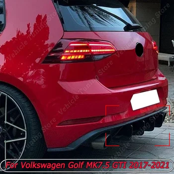 Araba Arka Tampon Difüzör Dudak Bıçak Egzoz Canard Boot Spoiler Plaka Splitter Volkswagen Golf MK7. 5 GTI 2017-2021 Siyah