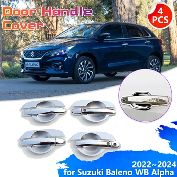 Araba Krom Karbon Fiber Kapı Kolu Suzuki Baleno için WB Alfa 2022~2024 2023 ABS Dekorasyon Kapak Trim Sticker Kapağı Aksesuarları