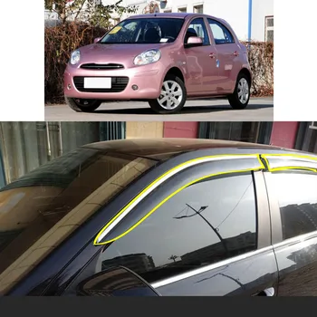 Araba Sticker Plastik pencere camı Rüzgar Visor Yağmur / Güneş koruyucu havalandırma NİSSAN Mart 2010 İçin 2011 2012 2013 2014 2015 2016-2017