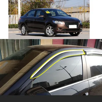 Araba Vücut Şekillendirici Sticker Plastik pencere camı Rüzgar Visor Yağmur / Güneş koruyucu havalandırma İçin Peugeot 301 2014 2015 2016 2017 2018 2019