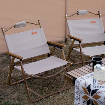 Açık alüminyum alaşımlı ahşap tahıl katlanır sandalye kamp tatil plaj şezlong taşınabilir depolama kmet sandalye