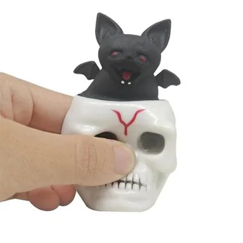 Cadılar Bayramı kafatası yarasa sıkmak oyuncak yırtılma direnci karikatür havalandırma oyuncak parodi oyuncaklar