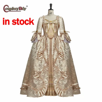 Cosplaydiy Rokoko Elbise Prenses Cosplay Kostüm Kraliçe KIYAFETİ İngiltere Mahkemesi Parti Karnaval Elbise Kadın Marie Antoinette asil Takım Elbise
