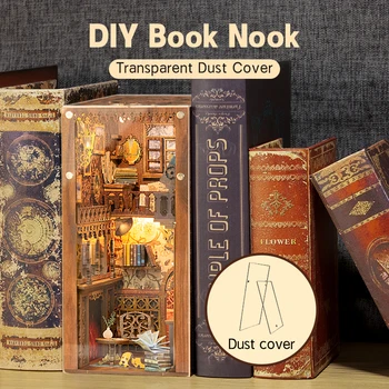 CUTEBEE DIY Kitap Nook Kiti Minyatür Dollhouse Ebedi Kitapçı Şeffaf tozluk Mıknatıs Adsorpsiyon için çocuk doğum günü hediyesi