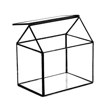 Geometrik Cam Teraryum Kutusu El Yapımı Ev Şekli Yakın Cam Masa Üstü DIY Ekran Ekici Salıncak Etli