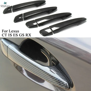 Gerçek Karbon Fiber Araba Kapı Kolu Trimler Dekorasyon Koruyucu Kapakları Lexus GS ES CT RX 350 300 450h 2009-2013 Araba Styling