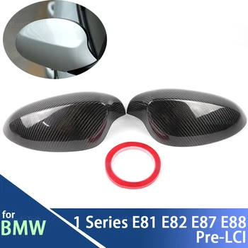 Gerçek Karbon Fiber Araba Yan Kapı Ayna BMW 1 Serisi için E81 E82 E87 E88 Pre-LCİ Oto Dış Aksesuarları Yan Dikiz Kapağı