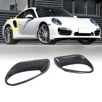 Gerçek Kuru Karbon Fiber Araba Yan Hava Çamurluk Havalandırma Kapağı Porsche 911 991 Turbo S 2014-2016 İçin