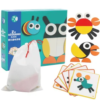 Hayvan Ahşap yap-boz Çocuk Eğitim Montessori Oyuncaklar Çocuklar İçin Öğrenme ahşap yapbozlar Bebek Erken eğitici oyuncak
