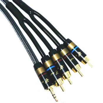 HIFI Kablosu 3.5 MM Erkek 4 RCA Erkek Splitter İki Hoparlör Seti İçin Bağımsız Korumalı Altın Kaplama Konnektör