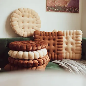 Japon Tarzı Bisküvi Yastık Tatami Zemin Mat Peluş Çerez Dekoratif Yastık Sandalye koltuk pedi Yatak Odası ofis kanepesi Ev Dekor