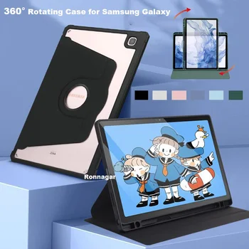 Kalem tutucu ile samsung kılıfı Galaxy Tab S9 Artı S8 Artı Durumda 2023 Tab S9 S8 S7 FE / S7 Artı 12.4 inç 360 ° döner stant