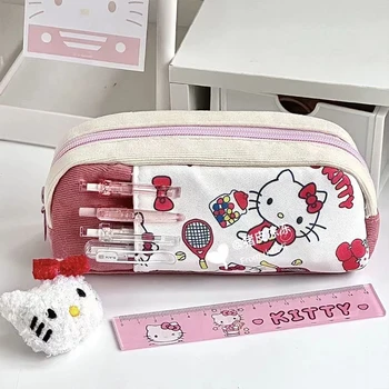 Kawaii Sanrio Hello Kittys Kırtasiye Çanta Sevimli Karikatür Öğrenci Öğrenme Kırtasiye Seyahat Kozmetik Organize Oyuncaklar Kızlar