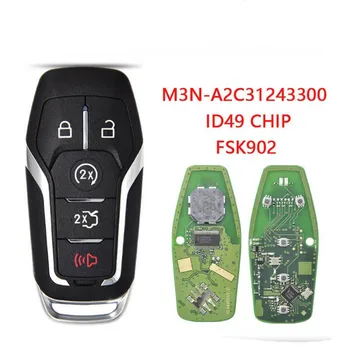 keychannel 5 Düğmeler Araba akıllı anahtar Keylessgo Uzaktan ID49 902MHz Kontrol Fob Ford KENAR için F150 Lincoln Yedek Yedek Uzaktan