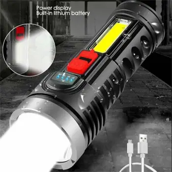 LED Mini El Feneri Torch IP65 Su Geçirmez Usb Şarj Edilebilir Süper Parlak Uzun Menzilli Açık Acil Aydınlatma Aracı