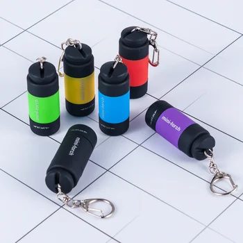 Led Mini meşaleler ışık USB şarj edilebilir taşınabilir el feneri anahtarlık Torch lambası su geçirmez ışık yürüyüş kamp el feneri