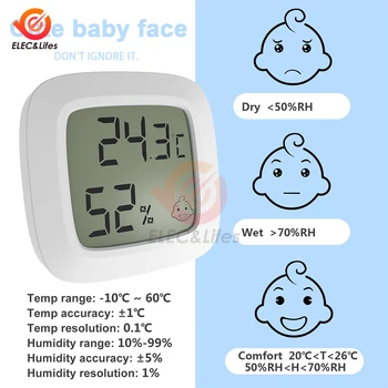 Manyetik Mini LCD Dijital Termometre Sıcaklık Sensörü Nem Ölçer Kapalı Higrometre Bebek Odası Emekleme Pet + Pil