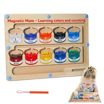 Manyetik Renk Boncuk Labirent Renkli Ahşap Mıknatıs Topları Labirent Kurulu Güvenli Erken eğitici oyuncak Erkek Ve Kız Yaşları 2-6 yıl