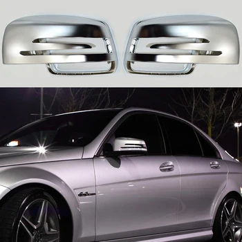 Mat Krom Gümüş Yan Kapı Ayna Kanat Ayna Kapağı Değiştirme Mercedes Benz A B S C sınıfı W204 E SINIFI W212 2008-2017