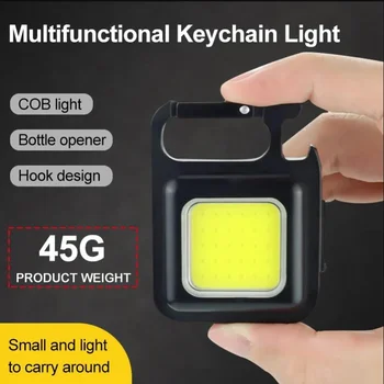 Mini LED çalışma lambası Çok Fonksiyonlu Parlama COB ışıklı anahtarlık Şarj Edilebilir taşınabilir el feneri Açık Kamp Tirbuşon