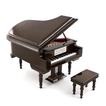 Minyatür Kuyruklu Piyano Modeli Dışkı ile Mini Enstrüman 1/12 Dollhouse Aksiyon figürü Aksesuarları bjd 1/8 1/10 1/14