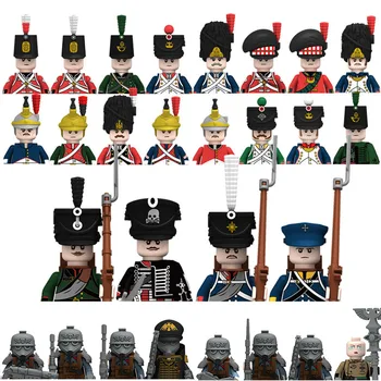 MOC Askeri Oyun Figürleri Napolyon Savaşları Yapı Taşları WW2 Fransız Guard Ejderha Askerler Silah Tuğla çocuk oyuncakları Hediyeler