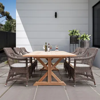 Modern açık eğlence rattan masa ve sandalye villa teras bahçe su geçirmez güneş koruyucu basit masa tik mobilya