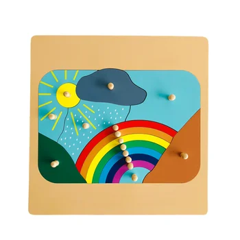 Montessori Oyuncaklar Ahşap Gökkuşağı çocuklar için yap-boz Hava Öğrenme Kaynağı Knobbled Yapboz Erken Eğitim Ekipmanları
