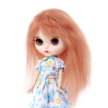 MUZIWIG Blyth Doll Saç Peruk Tiftik Uzun Patlama Kıvırcık Saç DIY Bebek Aksesuarları Doğal Renk Dalgalı Peruk Kız İçin DIY Bebek